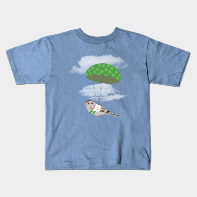 Bird with Broken Wing Parachuting Kids T-Shirt by ahadden